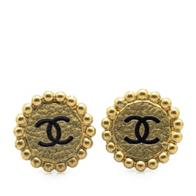 Vintage Chanel Coco Mark Round Earrings, Gold Plated, Women's, CHANEL