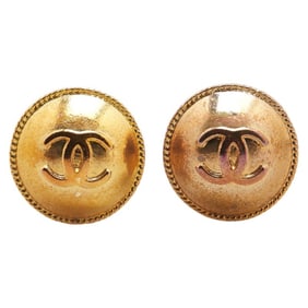 Vintage Chanel Coco Mark Round Earrings, Gold Plated, Women's, CHANEL