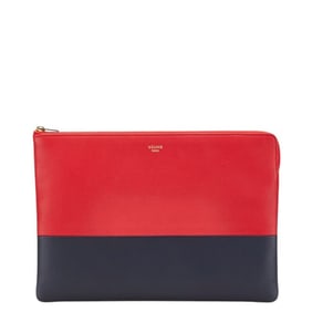 Celine Two-Tone Clutch Bag in Red and Black Leather for Women