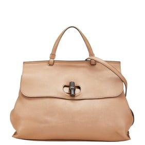 Gucci Bamboo Daily Tote/Shoulder Bag, 2-Way, 370830, Brown Leather, Women's, GUCCI