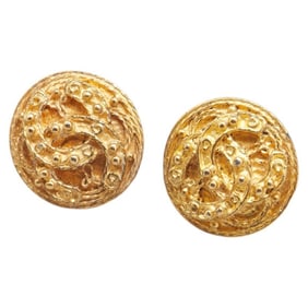 Vintage Chanel Coco Mark Round Earrings, Gold Plated, Women's, CHANEL
