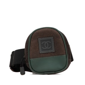 Chanel Sport Line Coco Mark Arm Pouch in Black and Green Canvas for Women