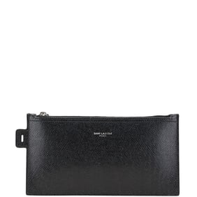 Saint Laurent pouch, black leather, women's, SAINT LAURENT