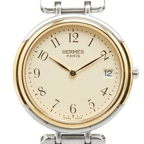 Hermès Windsor Quartz Watch, Beige Dial, Stainless Steel, Plated, Women's