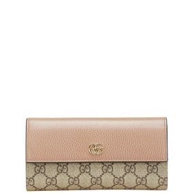 Gucci GG Supreme Marmont Continental Wallet 456116 Beige Leather Women's GUCCI