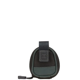 Chanel Sport Line Coco Mark Pouch, Black/Khaki Canvas, Women's, CHANEL