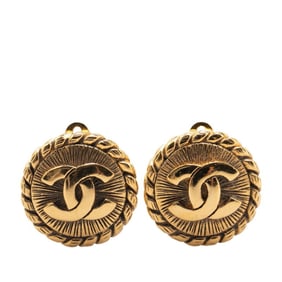 Vintage Chanel Coco Mark Chain Earrings, Gold Plated, Women's, CHANEL