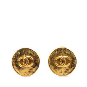 CHANEL Coco Mark Earrings, Gold Plated, Women's,