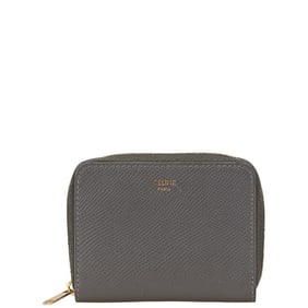 Celine round zipper wallet/coin case, gray leather, women's, CELINE