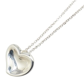 Tiffany & Co. Elsa Peretti Carved Heart Necklace in 925 Sterling Silver for Women.