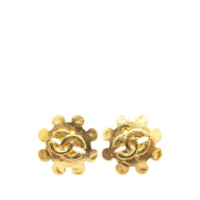 Vintage Chanel Coco Mark Earrings, Gold Plated, Women's, CHANEL