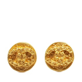 Vintage Chanel Coco Mark Round Earrings, Gold Plated, Women's, CHANEL