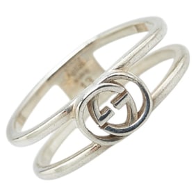 Gucci Interlocking G Slim Open Band Ring #13 SV925 Silver Women's GUCCI