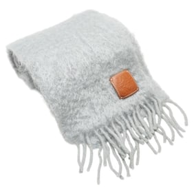 LOEWE Anagram Logo Scarf, Gray Wool and Mohair, Women's