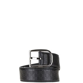 Gucci Micro Guccissima Belt 90 36 449716 Black Silver Leather Men's GUCCI