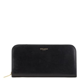 Saint Laurent Round Zip Long Wallet 326599 Black Leather Women's SAINT LAURENT