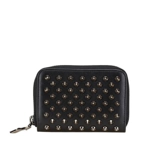 Christian Louboutin Studded Zip-Around Wallet/Coin Case in Black Leather for Women