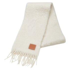 LOEWE Anagram Scarf in White Wool and Mohair for Women