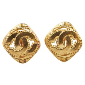 Vintage Chanel Coco Mark Diamond Earrings, Gold Plated, Women's, CHANEL