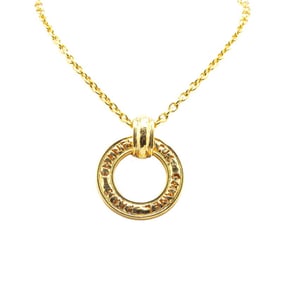 CHANEL Circle Logo Round Long Necklace, Gold Plated, Women's