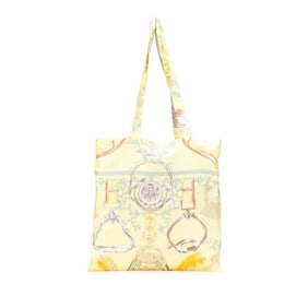 Hermes Hermès Petit H ETRIERS Stirrup and Harness Tote Bag, Yellow Multicolor Silk, Women's