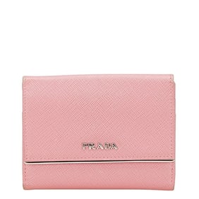 Prada Women's Pink and Silver Leather Bifold Wallet
