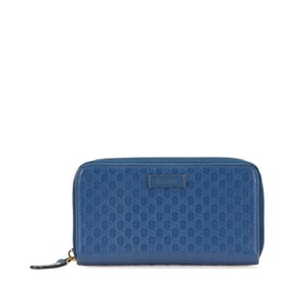 Gucci Micro Guccissima Zip-Around Long Wallet 449391 Blue Leather Women's GUCCI