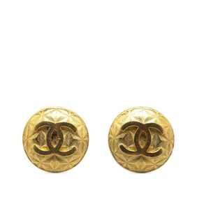 Vintage Chanel Coco Mark Earrings, Gold Plated, Women's, CHANEL