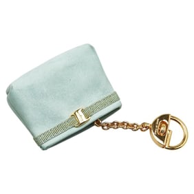Salvatore Ferragamo Vara Bag Motif Keychain Green Leather Women's