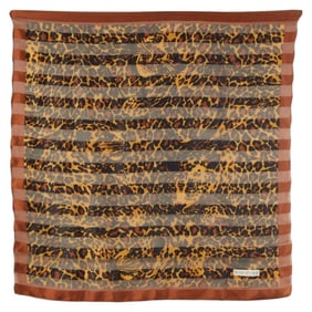 Saint Laurent Leopard Print Scarf, Brown and Black Silk, Women's, SAINT LAURENT