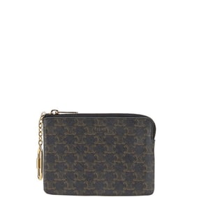 Celine Triomphe wallet/coin case in brown and black for women.