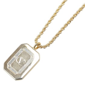 Valentino V logo necklace in gold plated for women.