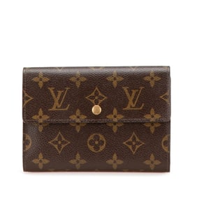 Louis Vuitton Monogram Porte Tresor Etui Papier Long Wallet M61202 Brown Leather Women's LOUIS