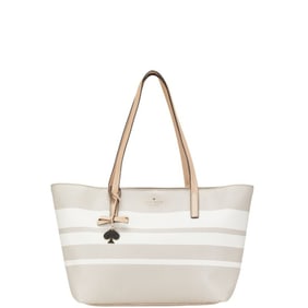 Kate Spade tote bag shoulder beige white leather women's