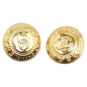 Chanel Coco Mark Round Earrings, Gold Plated, Women's, CHANEL