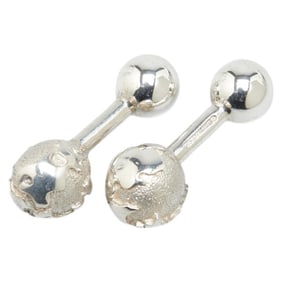 Tiffany & Co. Earth Motif Cufflinks, 925 Sterling Silver, Men's
