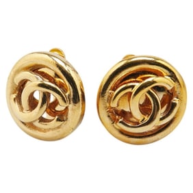 Vintage Chanel Coco Mark Earrings, Gold Plated, Women's, CHANEL