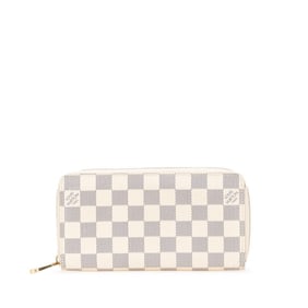 Louis Vuitton Damier Azur Zippy Wallet, Round Zipper Long Wallet N60019, White Leather, Women's,