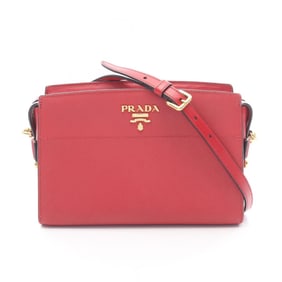 Prada SAFFIANO+SOFT C Shoulder Bag in Saffiano Leather, Women's, Red, 1BH104