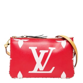 Louis Vuitton Monogram Giant Pochette Double Zip Crossbody Shoulder Bag M67561 Rouge Red Pink