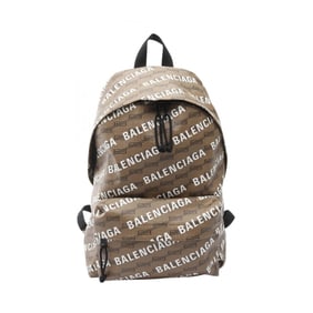 Balenciaga Signature Rucksack, Coated Canvas, Men's and Women's, Brown Black, 713044