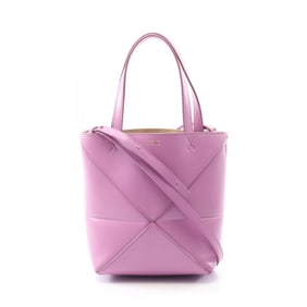 LOEWE Puzzlefold Mini Handbag, Leather, Women's, Purple