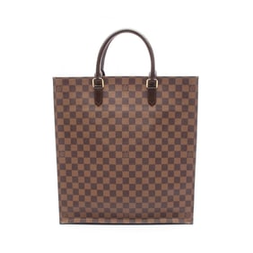 Louis Vuitton Sac Plat Tote Bag, Coated Canvas, Leather, Damier, Women's, Brown, N51140