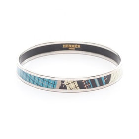 Hermes Hermès enamel PM bangle in stainless steel and cloisonné, available silver multicolor.