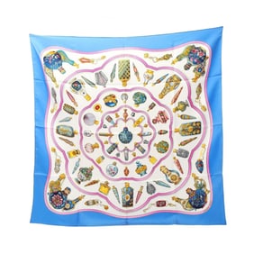 Hermes Hermès Carré 90 "Qu'Importe le flacon" Scarf, Silk, Women's, Blue, Multicolor