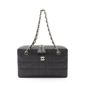 CHANEL Chocobar Shoulder Bag, Leather, Women's, Black