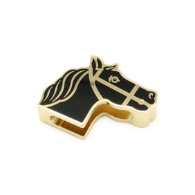 HERMES Cadrege Horse Twilly Scarf Ring in GP Gold and Black