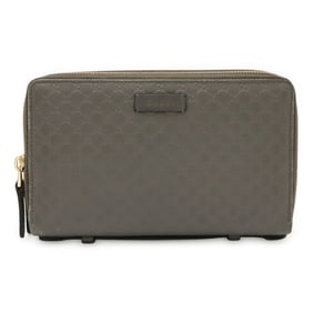 GUCCI Micro Guccissima Travel Case, Clutch Bag, Organizer, Long Wallet, Leather, Gray, 544250