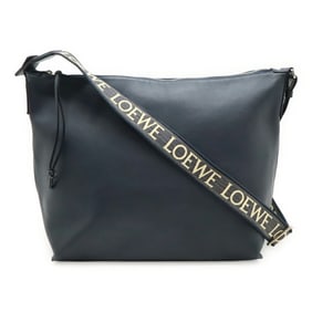 LOEWE CUBI Medium Anagram Crossbody Bag in Navy Leather (B906K70X13)