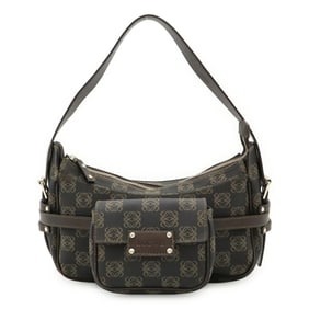 LOEWE Anagram Shoulder Bag in PVC and Leather, Black, Brown